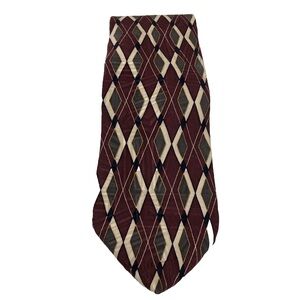 Croft & Barrow Burgundy and Cream Geometric Silk Tie